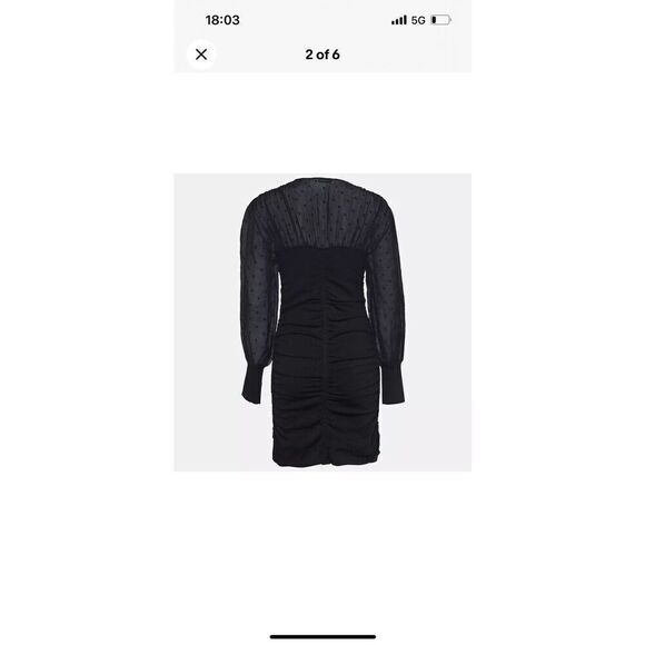 Sandro Black Organza and Rib Knit Ruched Bustier Effect Mini Dress Small NWT - Picture 5 of 7
